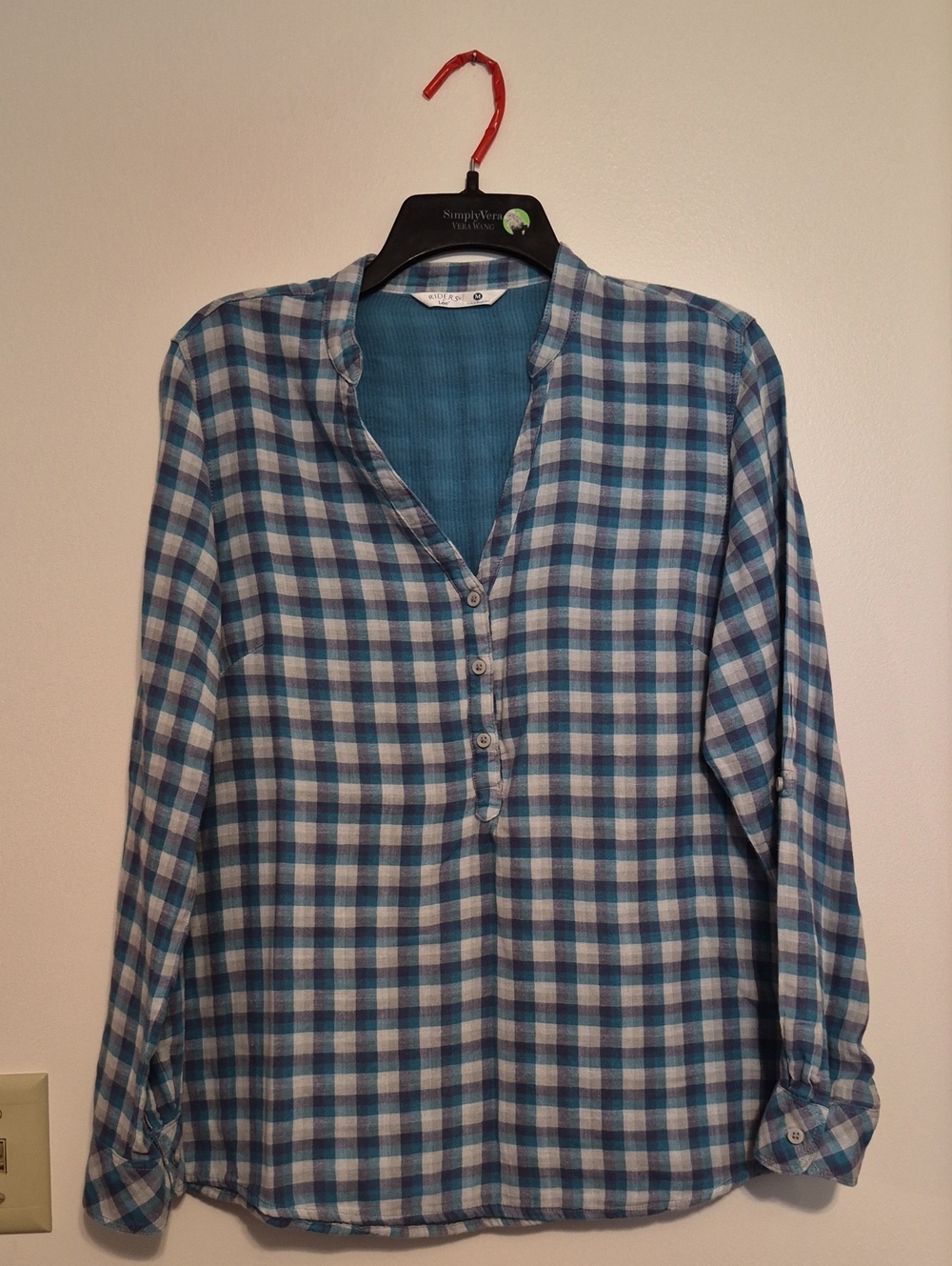 Riders by Lee Blue Plaid Button-Front Women's Shirt Sz M
